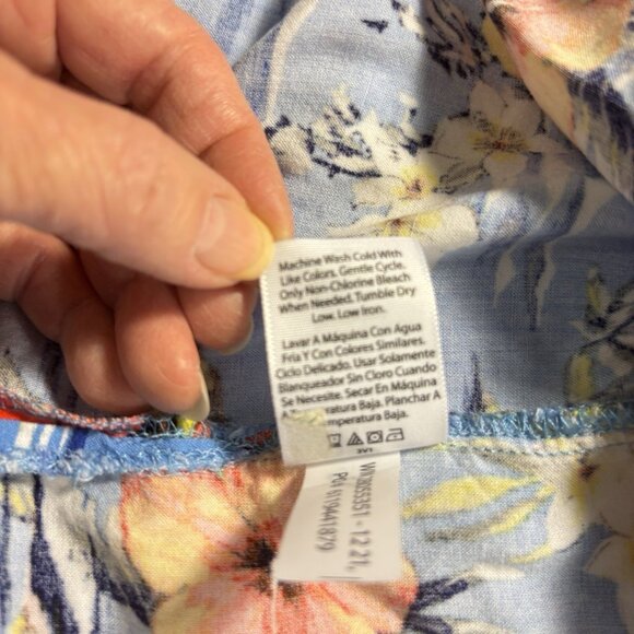 George Men Button Up Shirt 2XL Blue Floral Hawaiian Tropical Palm Trees Collar - Picture 7 of 11